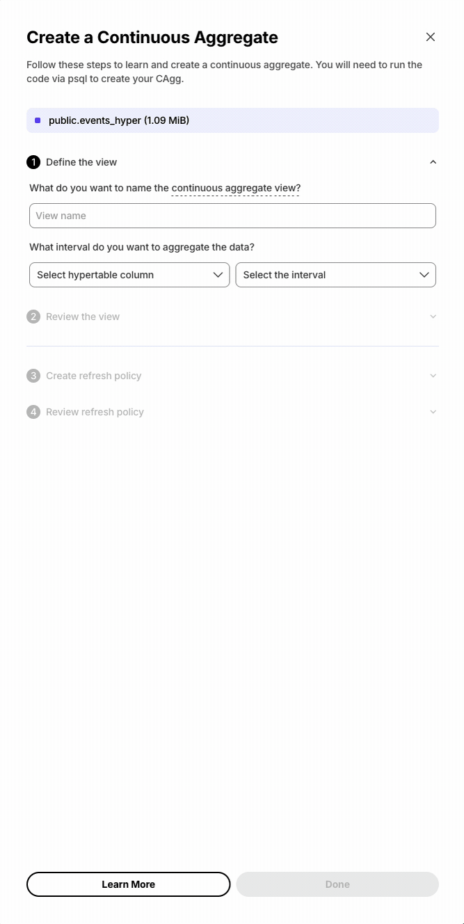 Enable Continuous Aggregates