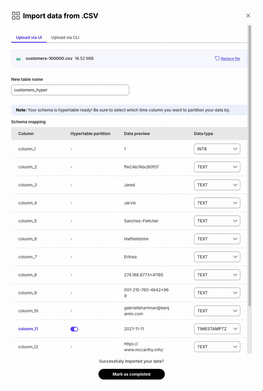 Query data after CSV import