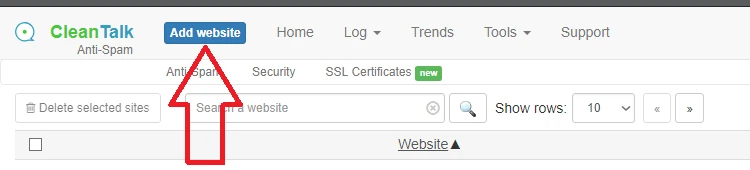 Add Website CleanTalk Profile Anti-Spam